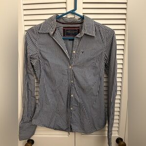 American Eagle Outfitters Navy and White Checkered Shirt